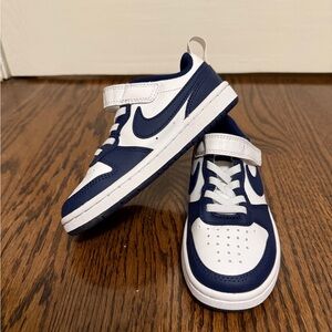 Nike Court Borough Low 2.                     Kids Navy and White Sneakers